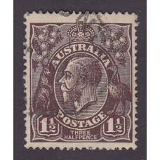 Australian    King George V   1½d Penny Half Pence Black Brown   Single Crown WMK Plate Variety 2L34..